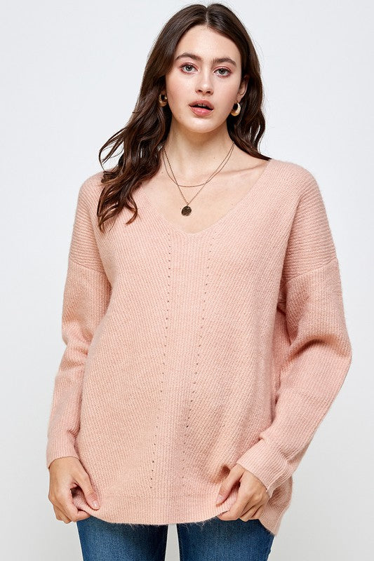Blush Vibes Knit Sweater – Soft Pink