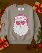 Pink Sparkle Santa Sweatshirt | Christmas Graphic Pullover | Holiday Sweater for Women
