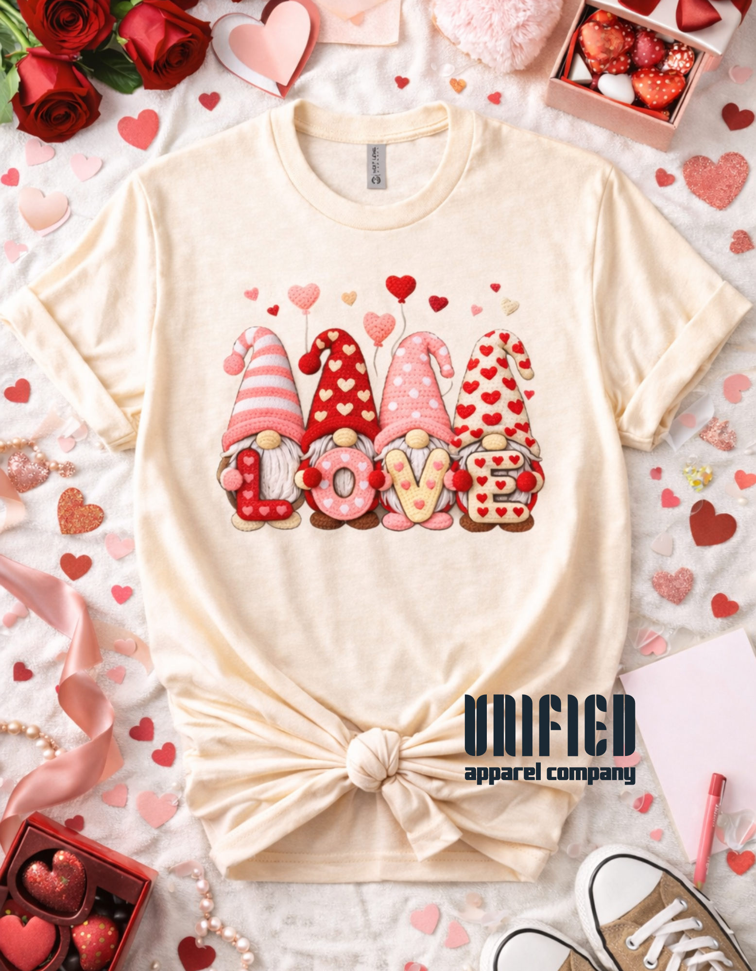 Valentine Gnome LOVE Graphic Tee