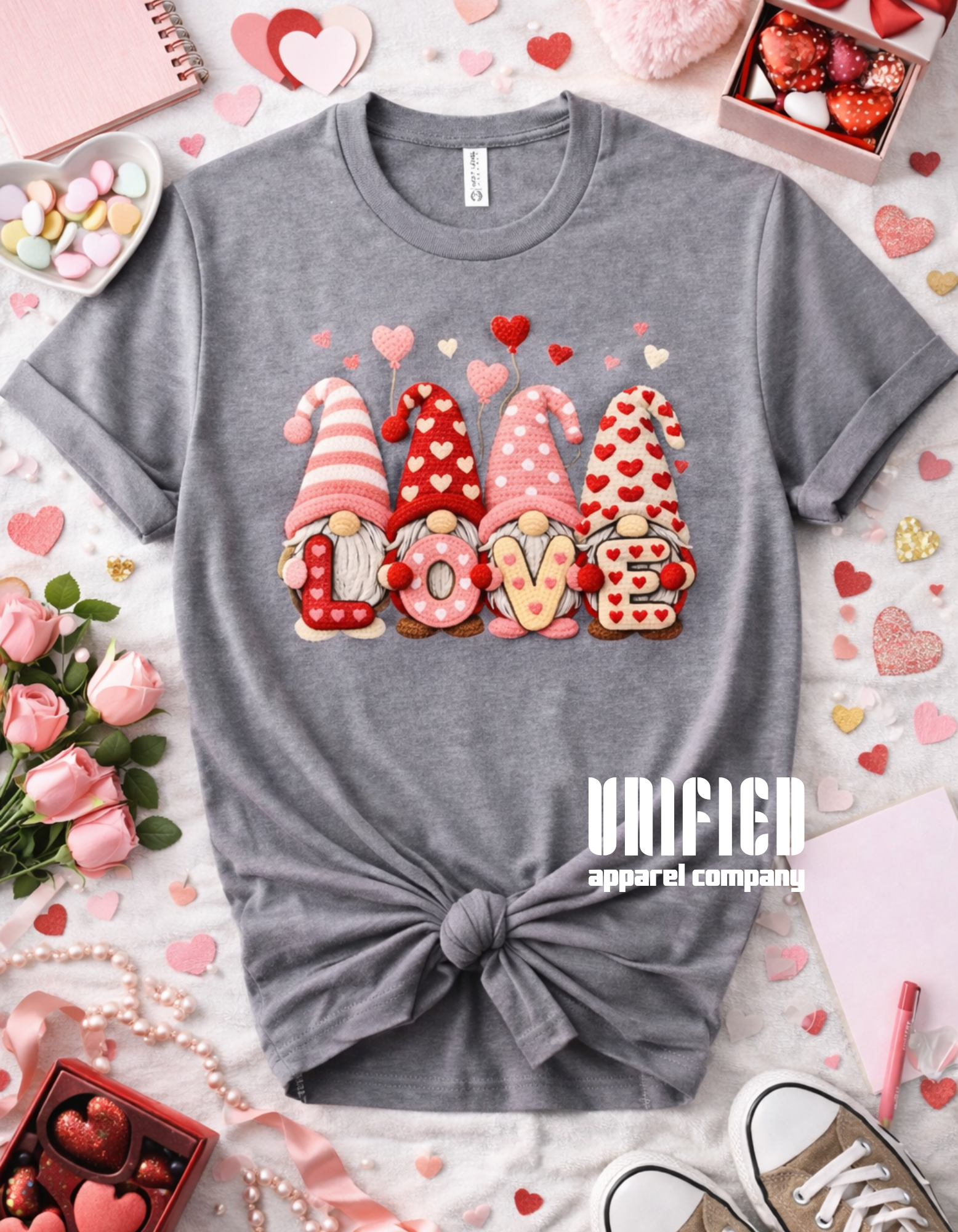 Valentine Gnome LOVE Graphic Tee