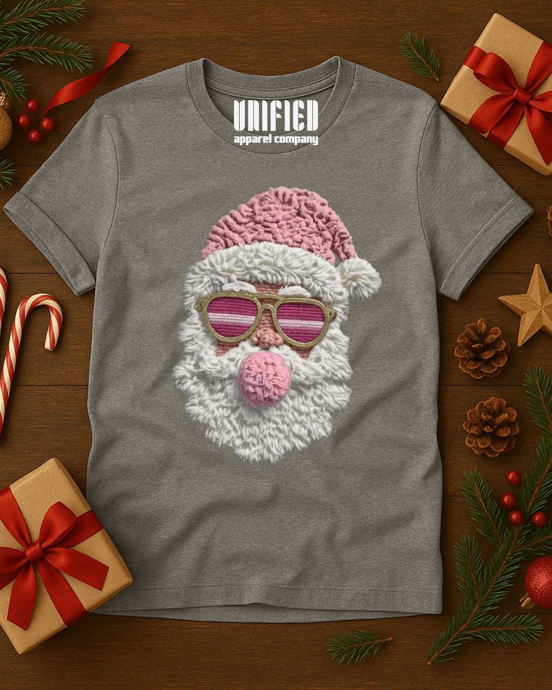 Cozy Knit Santa T-Shirt | Christmas Graphic Tee | Holiday Shirt for Women