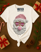 Cozy Knit Santa T-Shirt | Christmas Graphic Tee | Holiday Shirt for Women