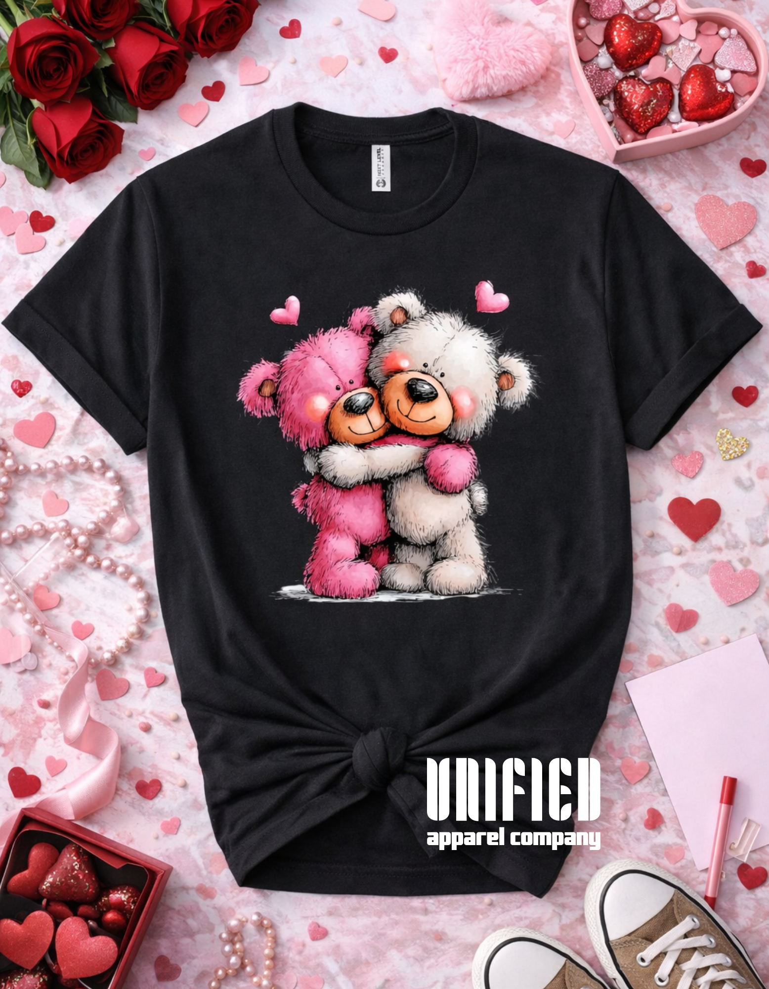 Hugs & Hearts Valentine Bear Graphic Tee