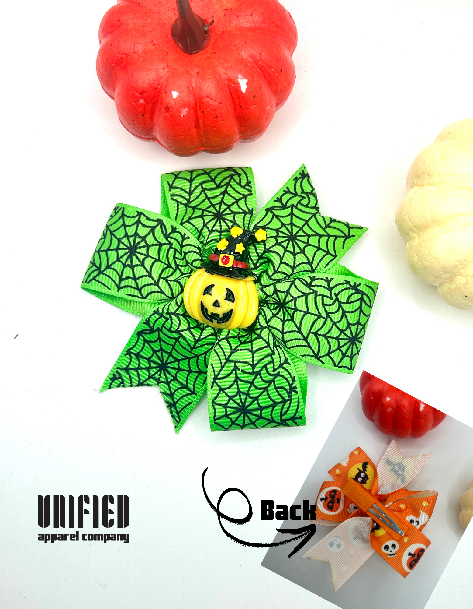 Pumpkin Witch Halloween Hair Bow Clip