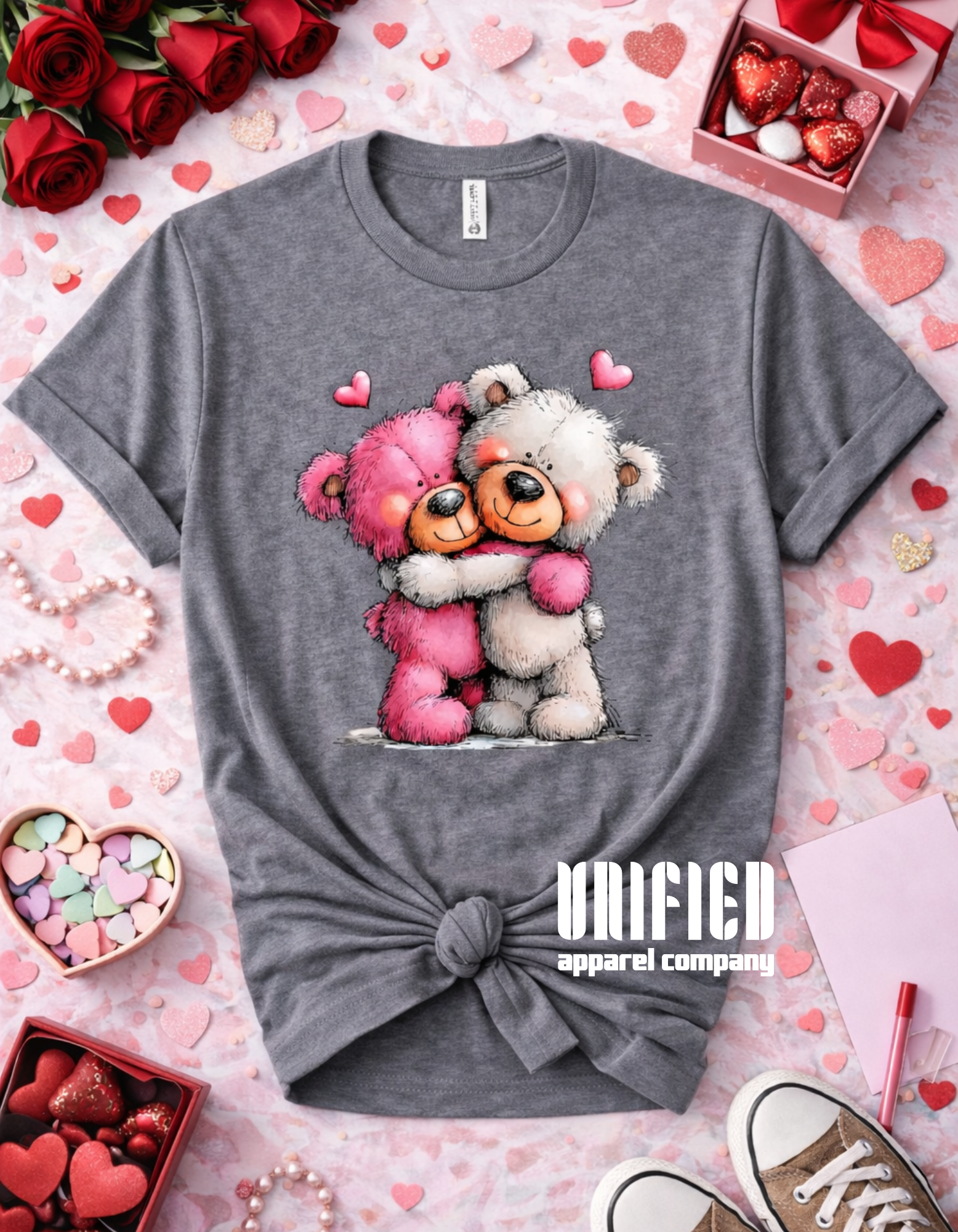 Hugs & Hearts Valentine Bear Graphic Tee