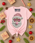Cozy Knit Santa T-Shirt | Christmas Graphic Tee | Holiday Shirt for Women