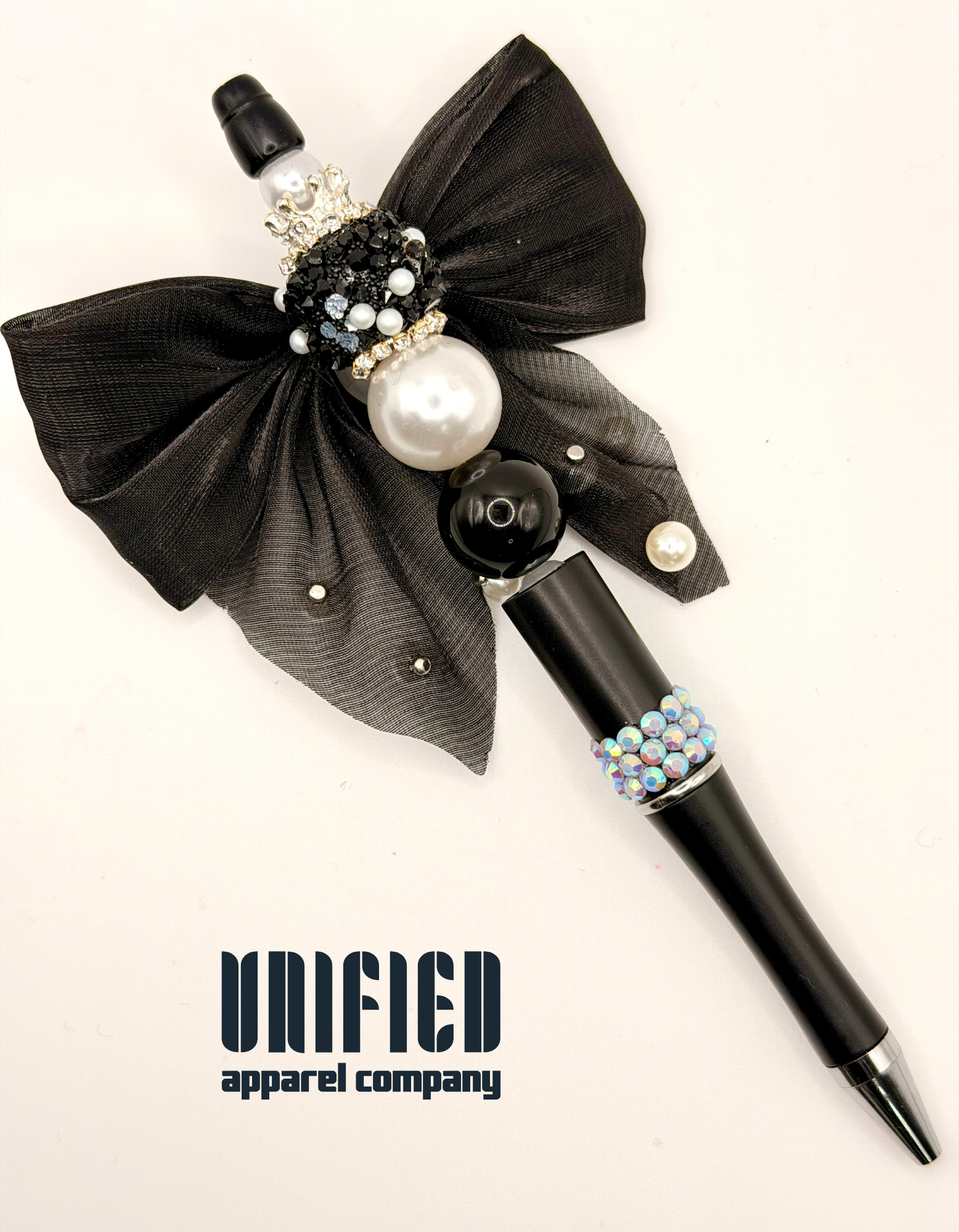 Elegant Black Bow Beaded Pen | Glam Gift Pen with Pearl & Crystal Accents
