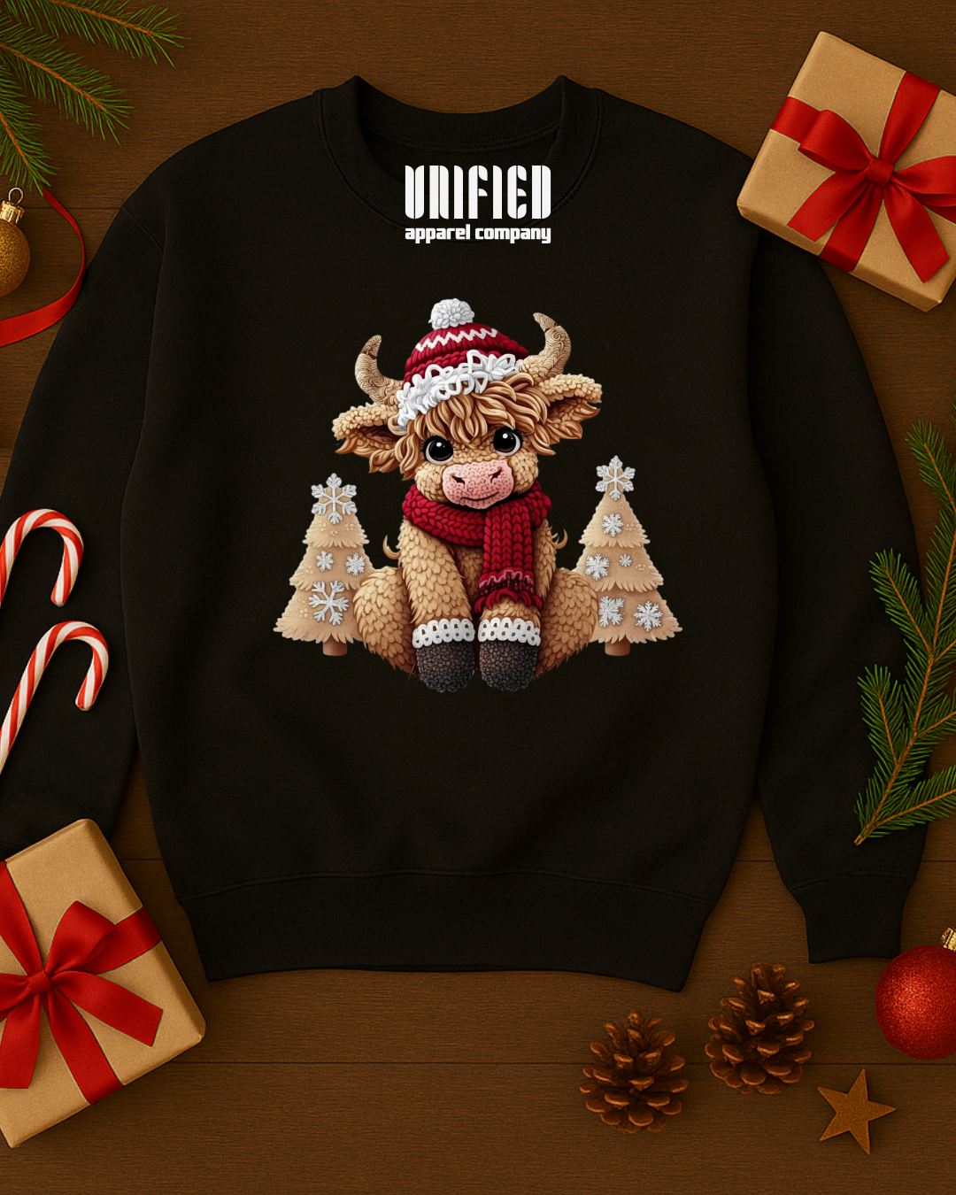 Highland Cow Christmas Sweatshirt | Cute Holiday Pullover | Cozy Winter Sweater for Women