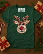 Rudolph Reindeer Christmas T-Shirt | Cute Holiday Graphic Tee | Cozy Winter Shirt for Women