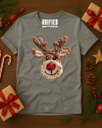 Rudolph Reindeer Christmas T-Shirt | Cute Holiday Graphic Tee | Cozy Winter Shirt for Women