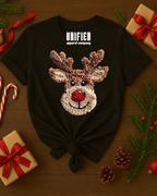 Rudolph Reindeer Christmas T-Shirt | Cute Holiday Graphic Tee | Cozy Winter Shirt for Women