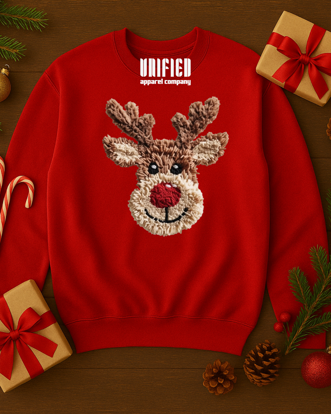 Rudolph Reindeer Christmas Sweatshirt | Cute Holiday Pullover | Cozy Winter Sweater for Women