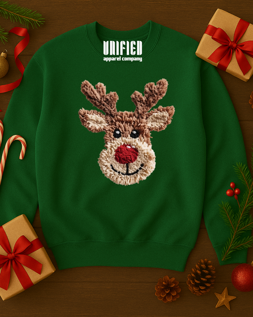Rudolph Reindeer Christmas Sweatshirt | Cute Holiday Pullover | Cozy Winter Sweater for Women