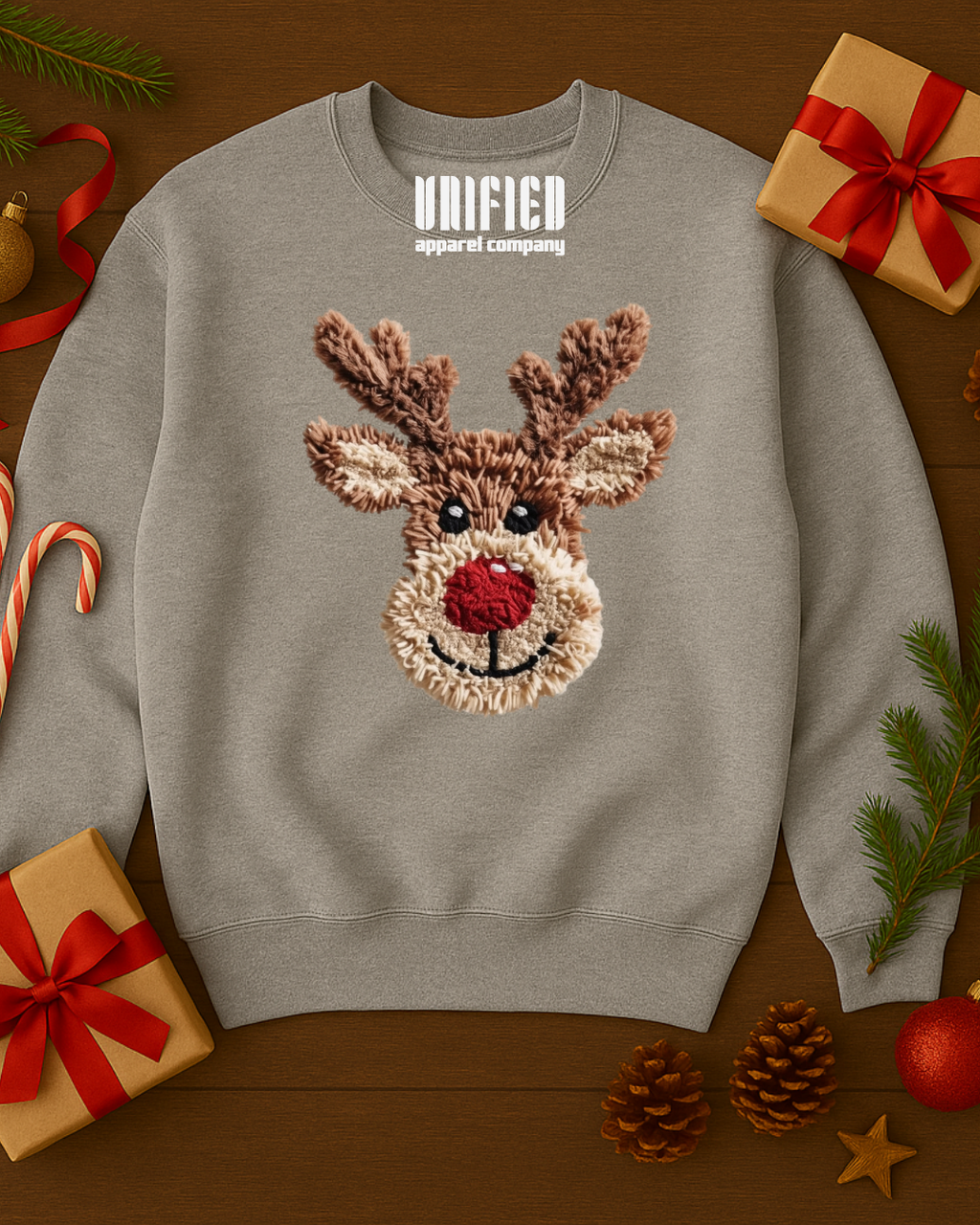 Rudolph Reindeer Christmas Sweatshirt | Cute Holiday Pullover | Cozy Winter Sweater for Women