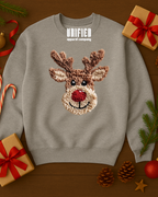 Rudolph Reindeer Christmas Sweatshirt | Cute Holiday Pullover | Cozy Winter Sweater for Women