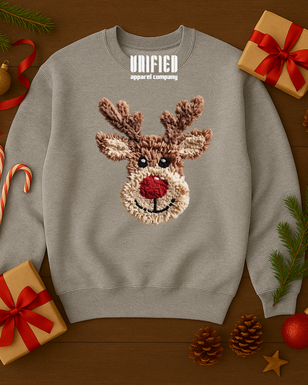 Rudolph Reindeer Christmas Sweatshirt | Cute Holiday Pullover | Cozy Winter Sweater for Women