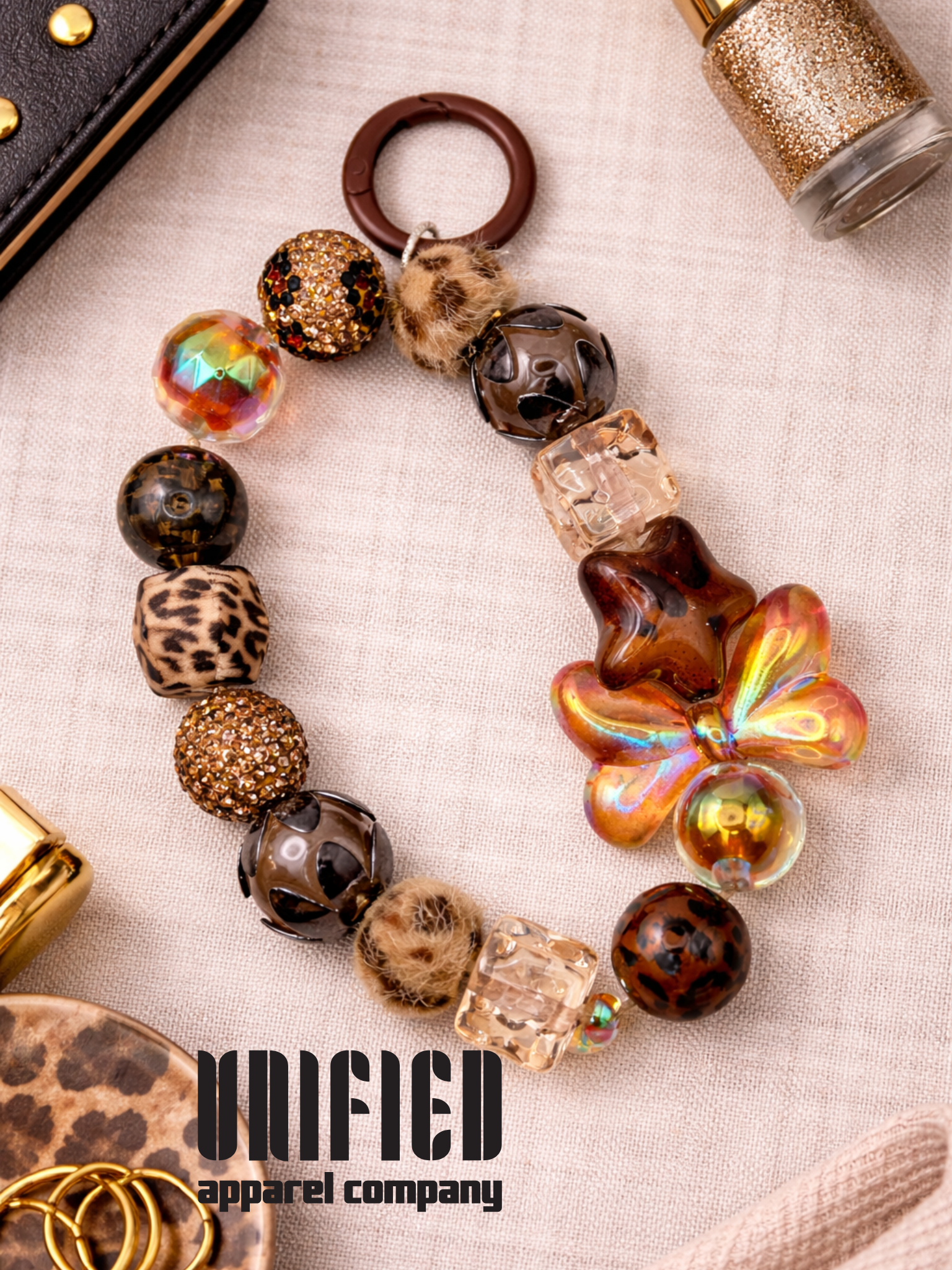 🐆 Leopard Luxe Beaded Keychain