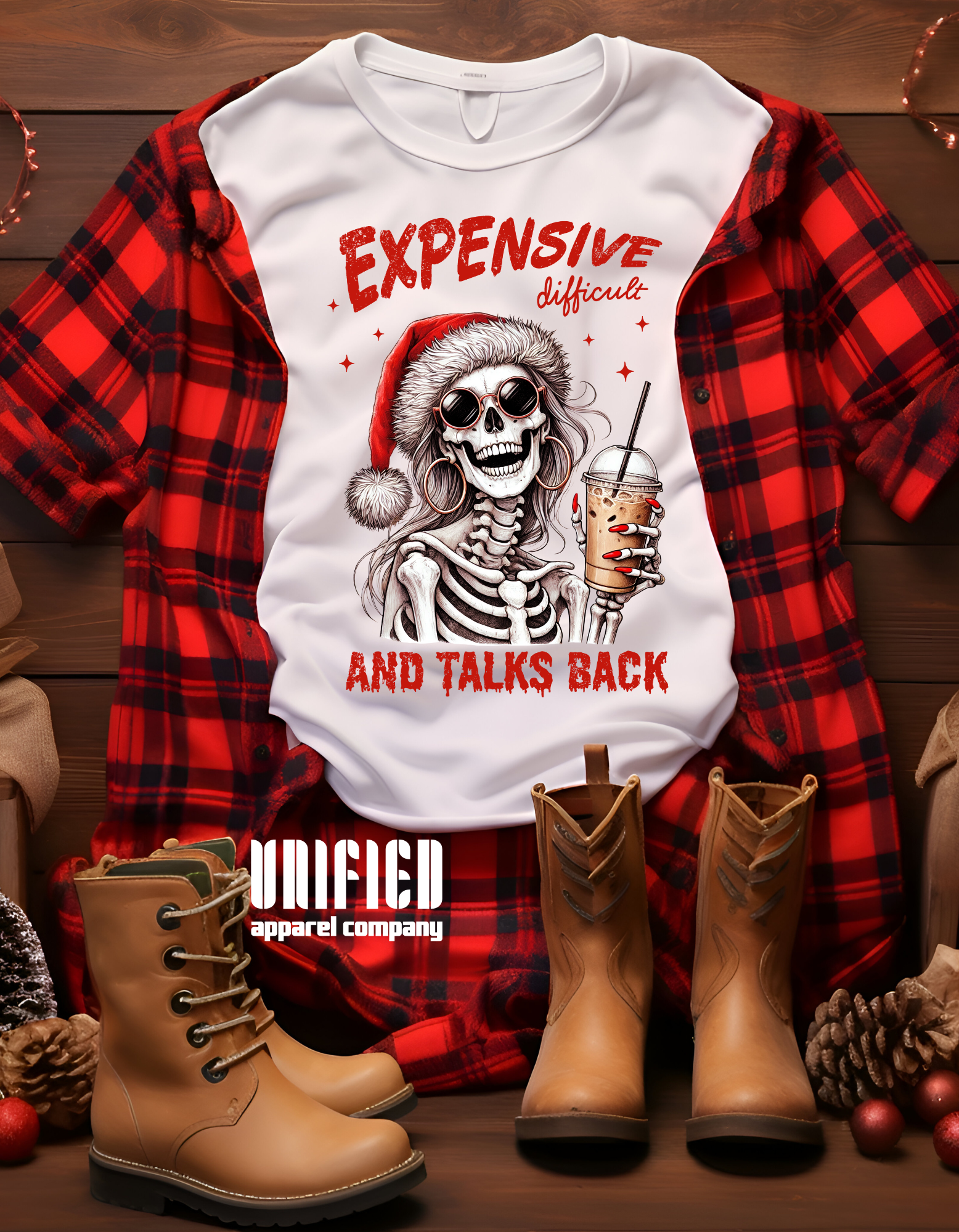 💀🎅 "Expensive, Difficult, and Talks Back" Shirt: Holiday Sass with a Cool Twist! ☕✨