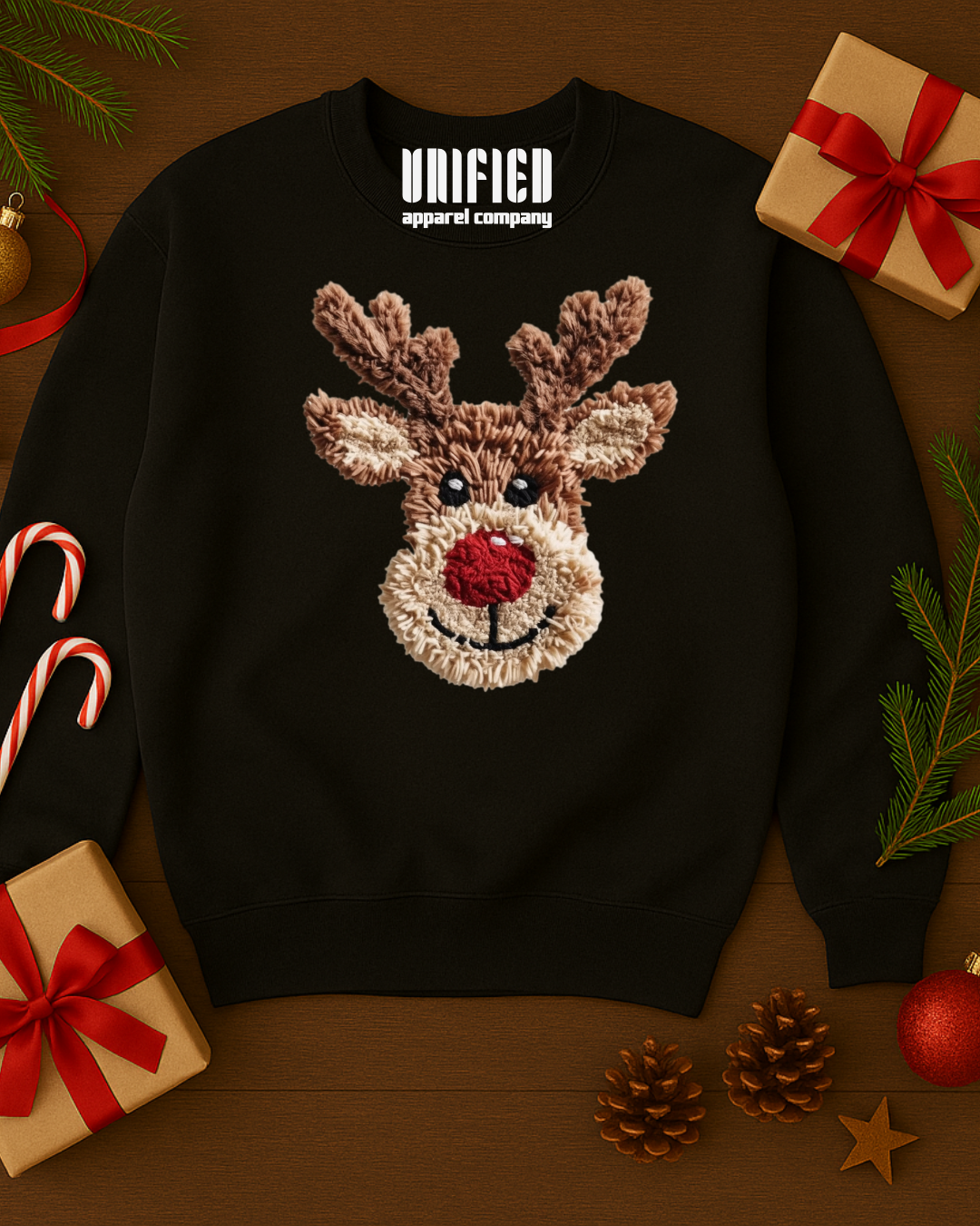 Rudolph Reindeer Christmas Sweatshirt | Cute Holiday Pullover | Cozy Winter Sweater for Women