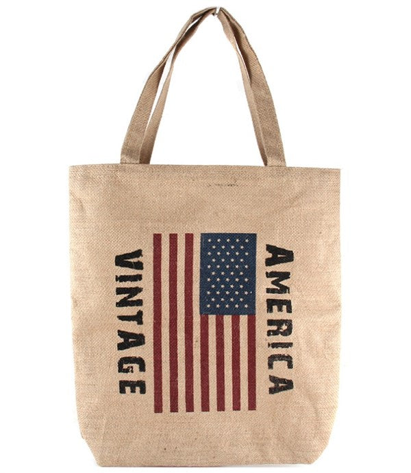 American Vintage Flag Canvas Tote Bag