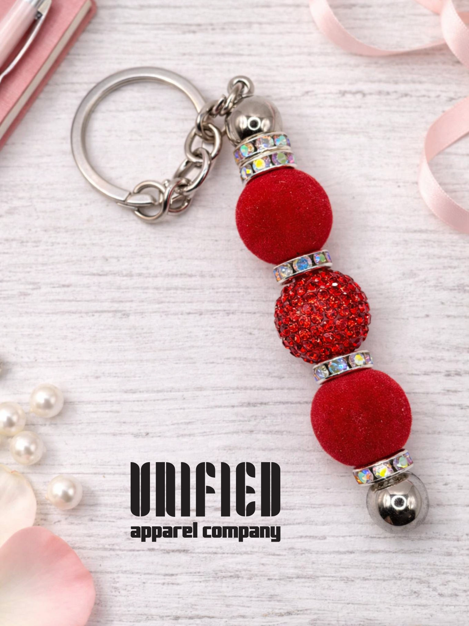 ❤️ Red Velvet Sparkle Beaded Keychain