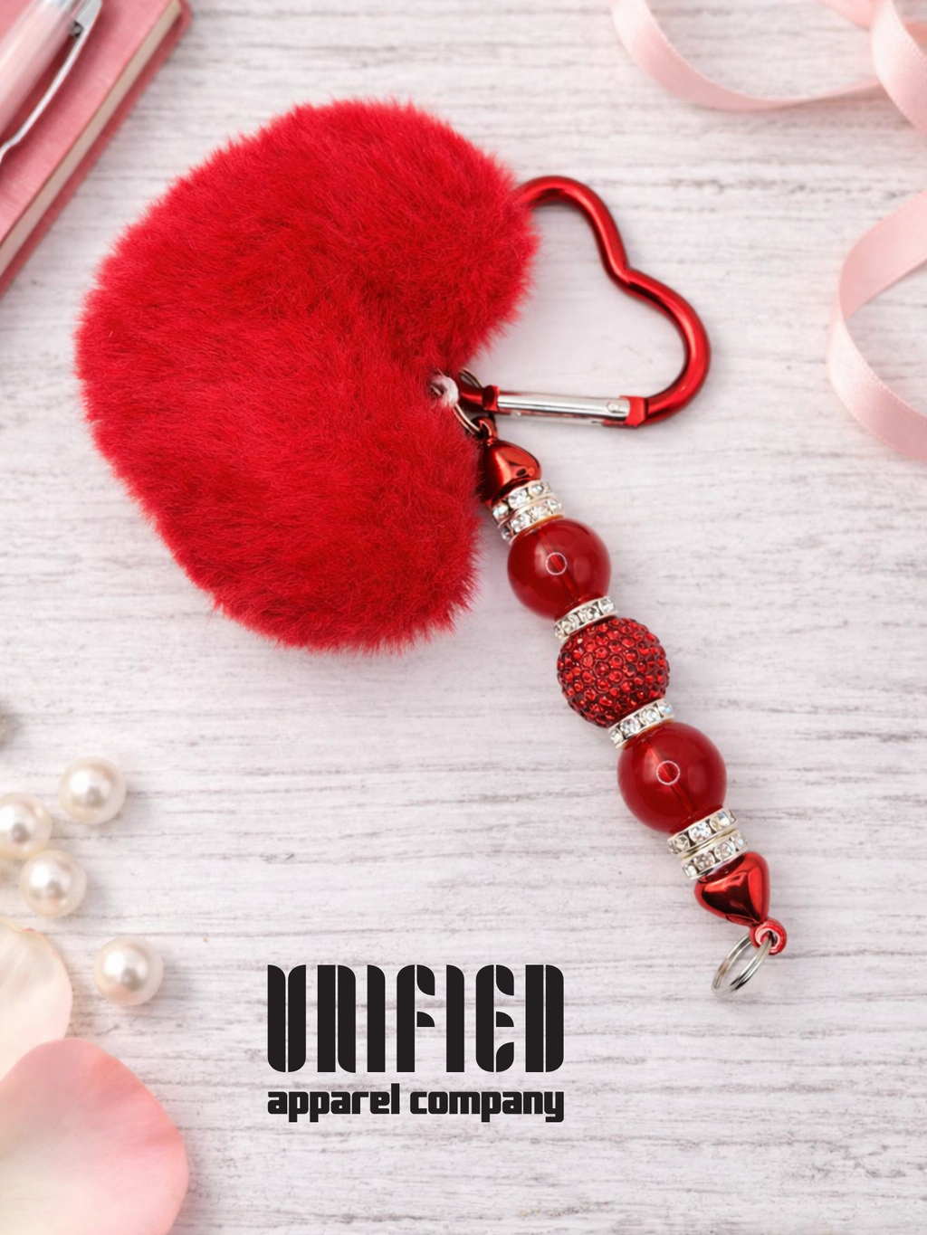 Red Heart Pom Pom Keychain | Valentine Bag Charm