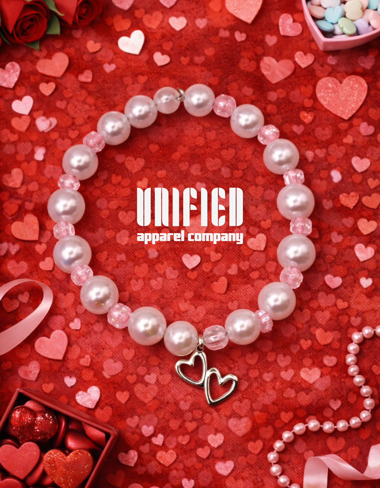 Double Heart Pearl Valentine Bracelet