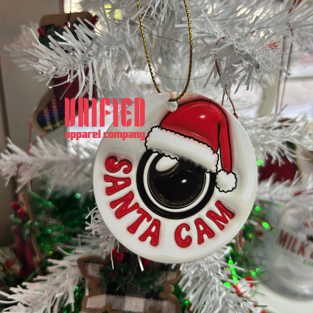 Double-Sided Metal Christmas Ornaments — Santa Cam, Snowman Cam & Elf Cam