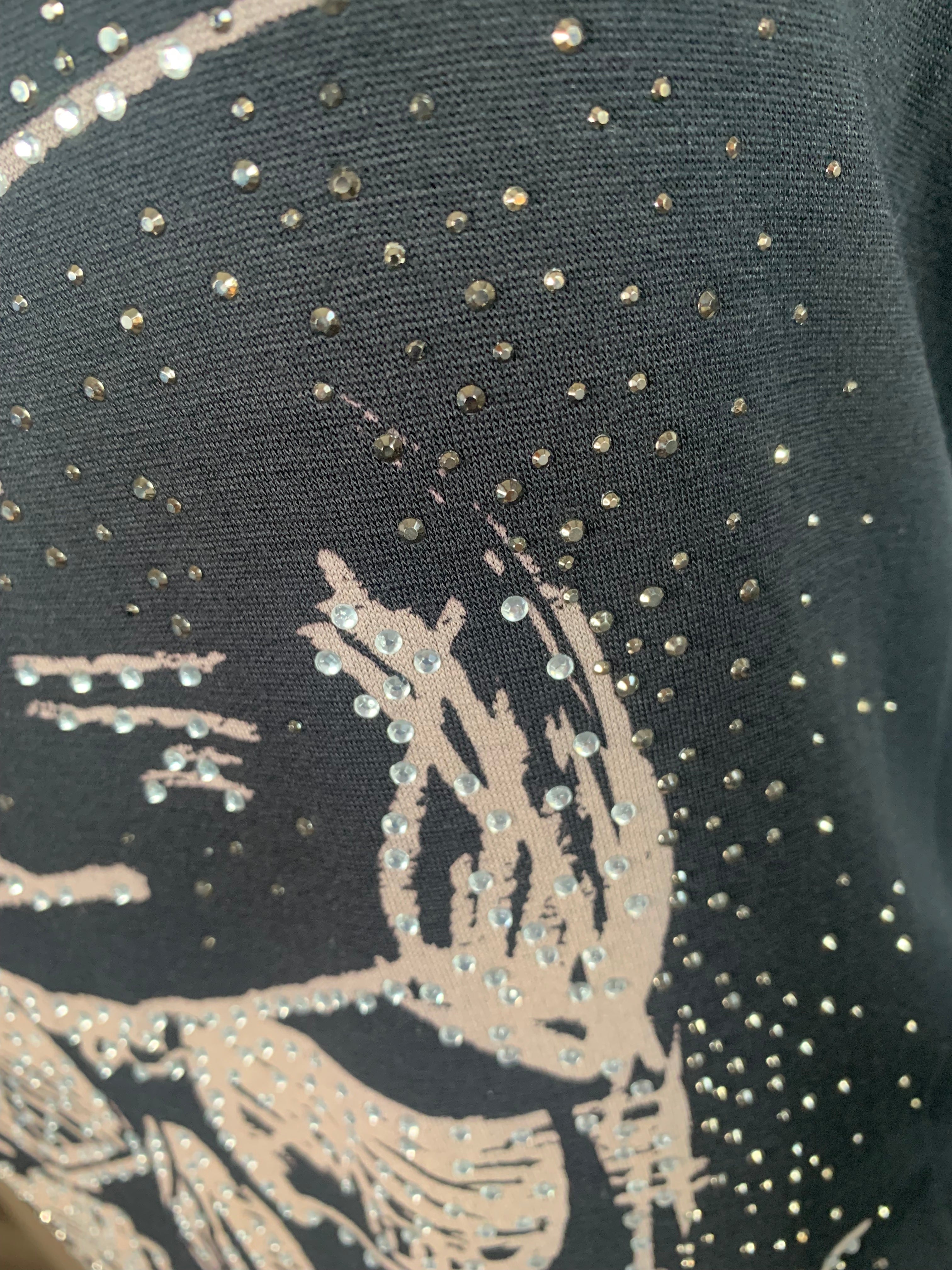 Savage Spark Skull Tee – Black with Leopard & Stud Detail