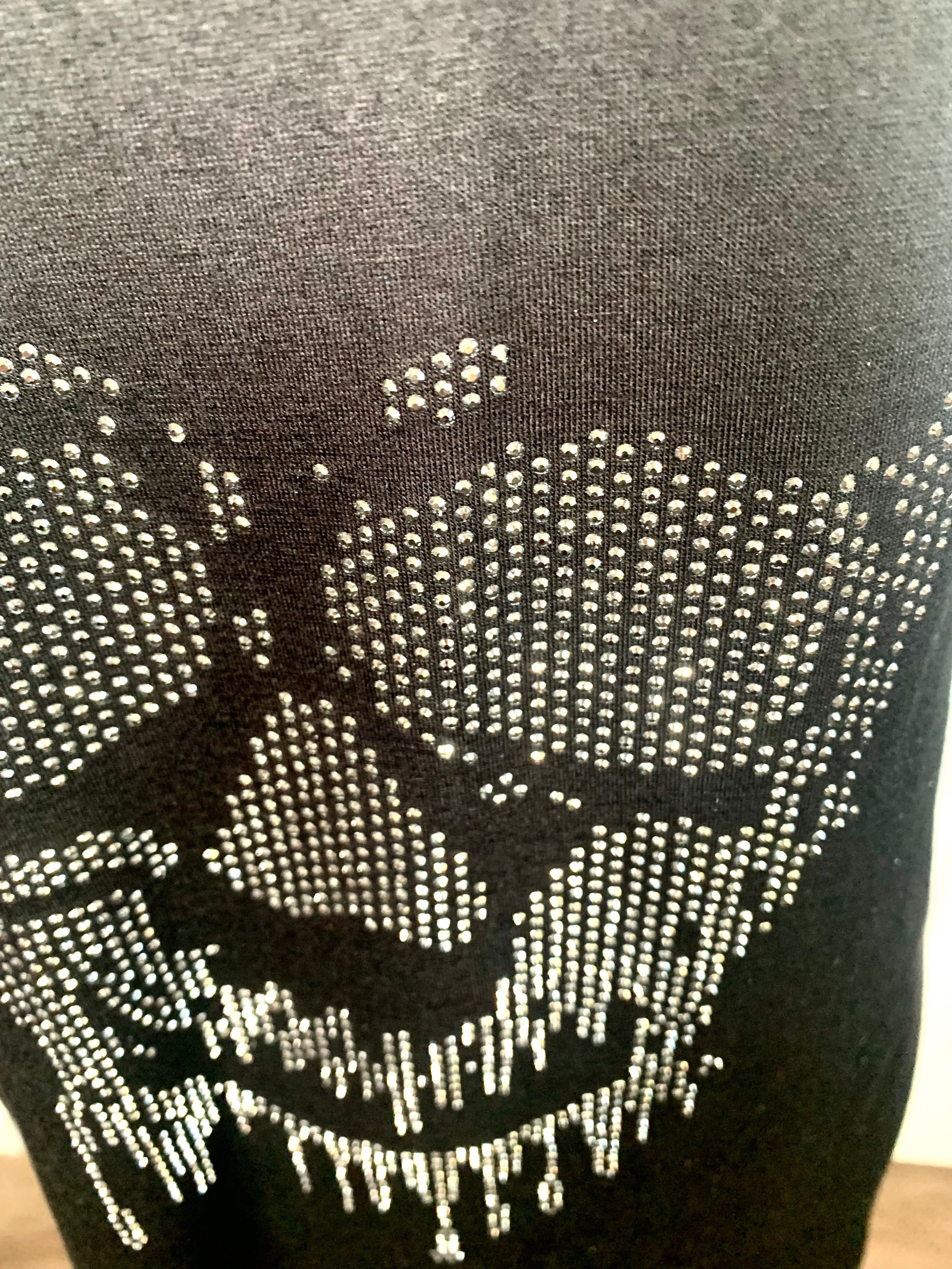 Criss-Cross Skull Tank – Black with Rhinestone Detail