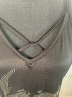 Criss-Cross Skull Tank – Black with Rhinestone Detail