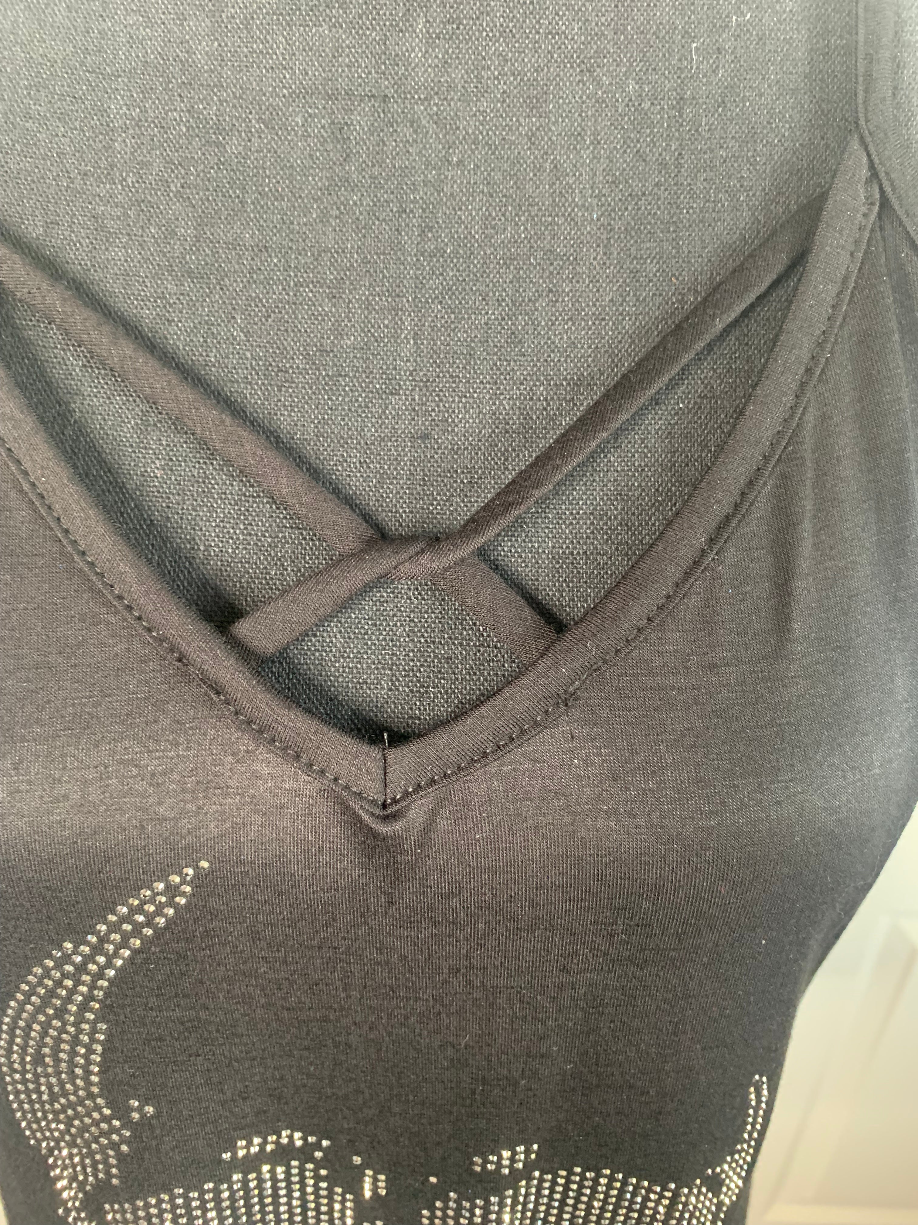 Criss-Cross Skull Tank – Black with Rhinestone Detail