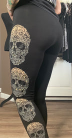 Skull Sparkle Leggings – Black with Rhinestone Detail