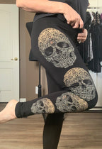 Skull Sparkle Leggings – Black with Rhinestone Detail