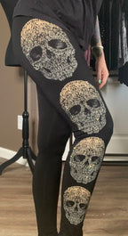 Skull Sparkle Leggings – Black with Rhinestone Detail