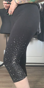 Starlight Capri Leggings – Black with Rhinestone Detail