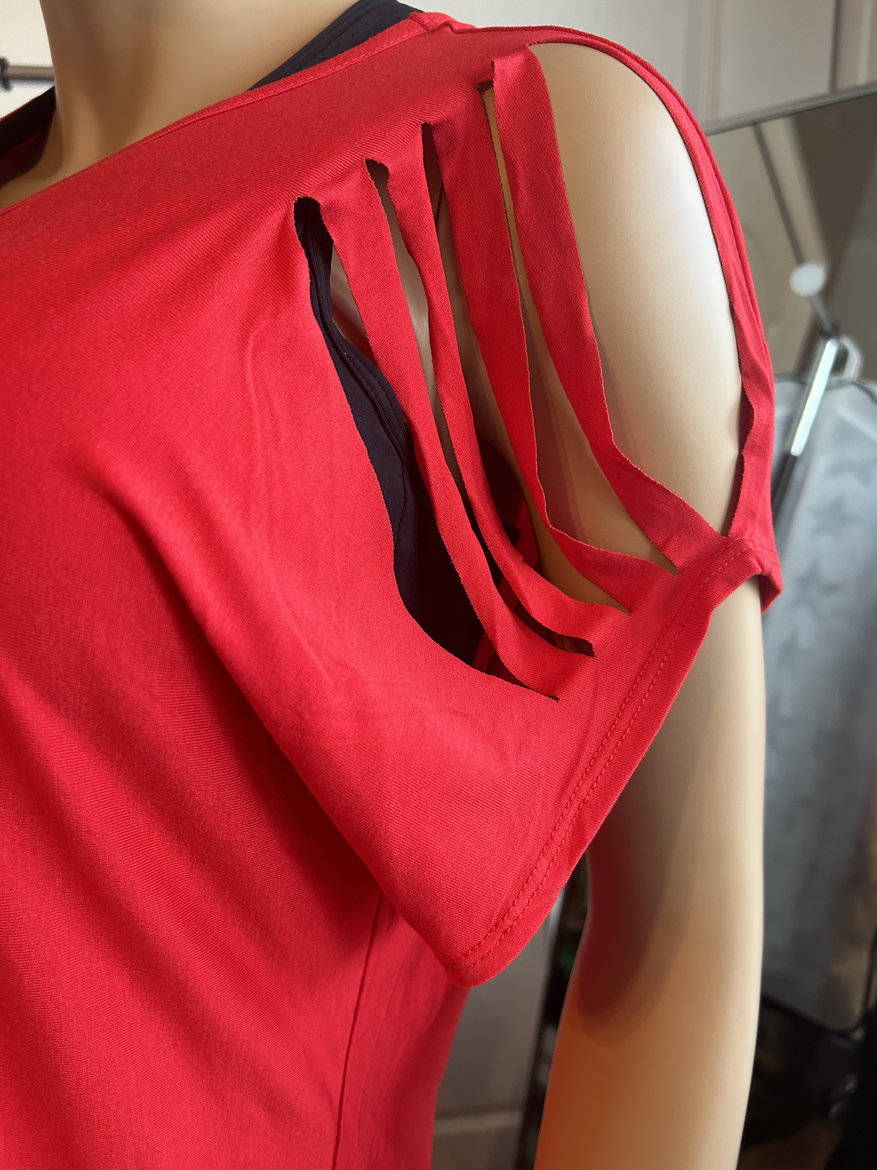 Red Stars & Stripes Laser Cutout Shoulder Tee