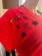 Red Stars & Stripes Laser Cutout Shoulder Tee