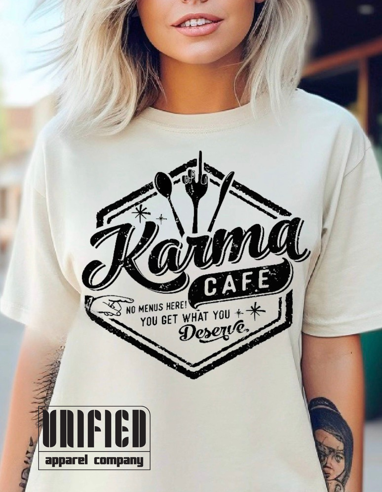 ☕💫 Karma Cafe: No Menu Here. You Get What You Deserve. T-Shirt 🌟