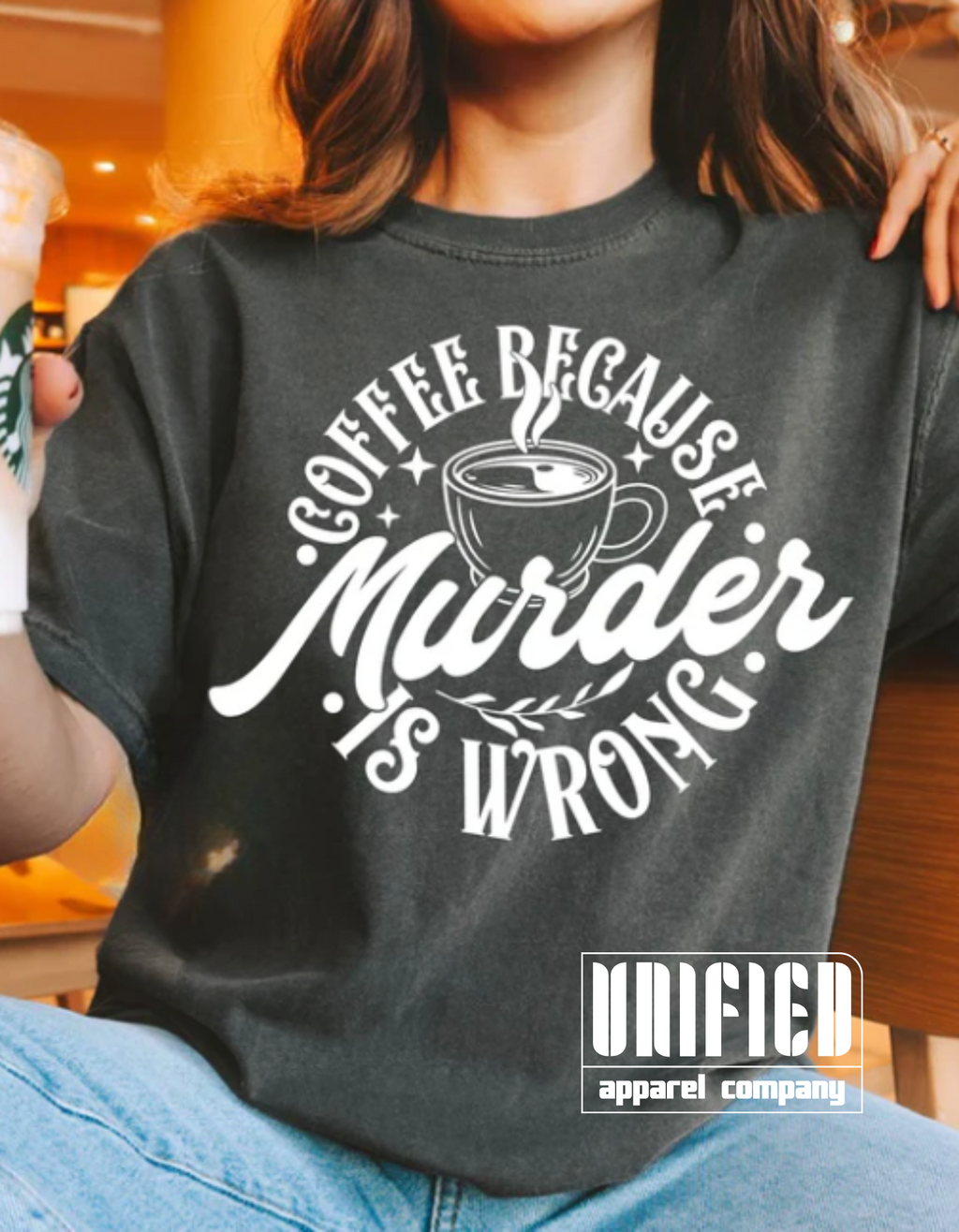 ☕ "Coffee Because Murder is Wrong" Shirt: Dark Humor for Coffee Lovers! 🔪