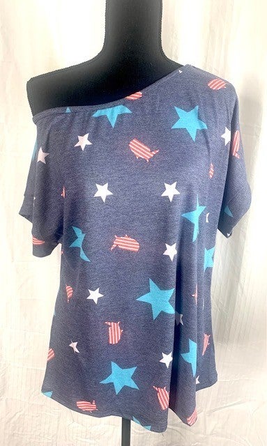 Stars & Stripes Off-Shoulder Tee