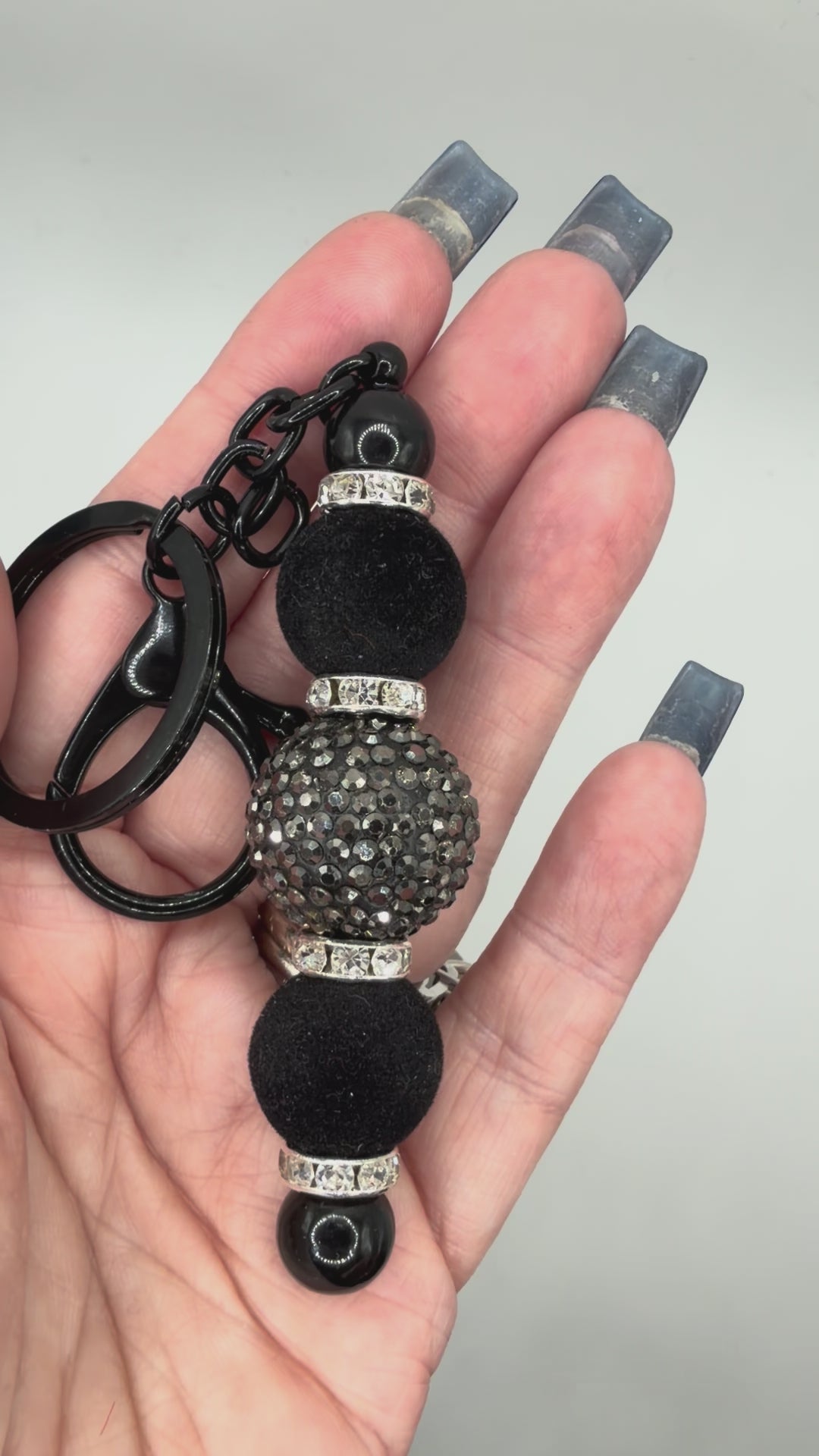Black Rhinestone Beaded Keychain | Luxe Handmade Keychain