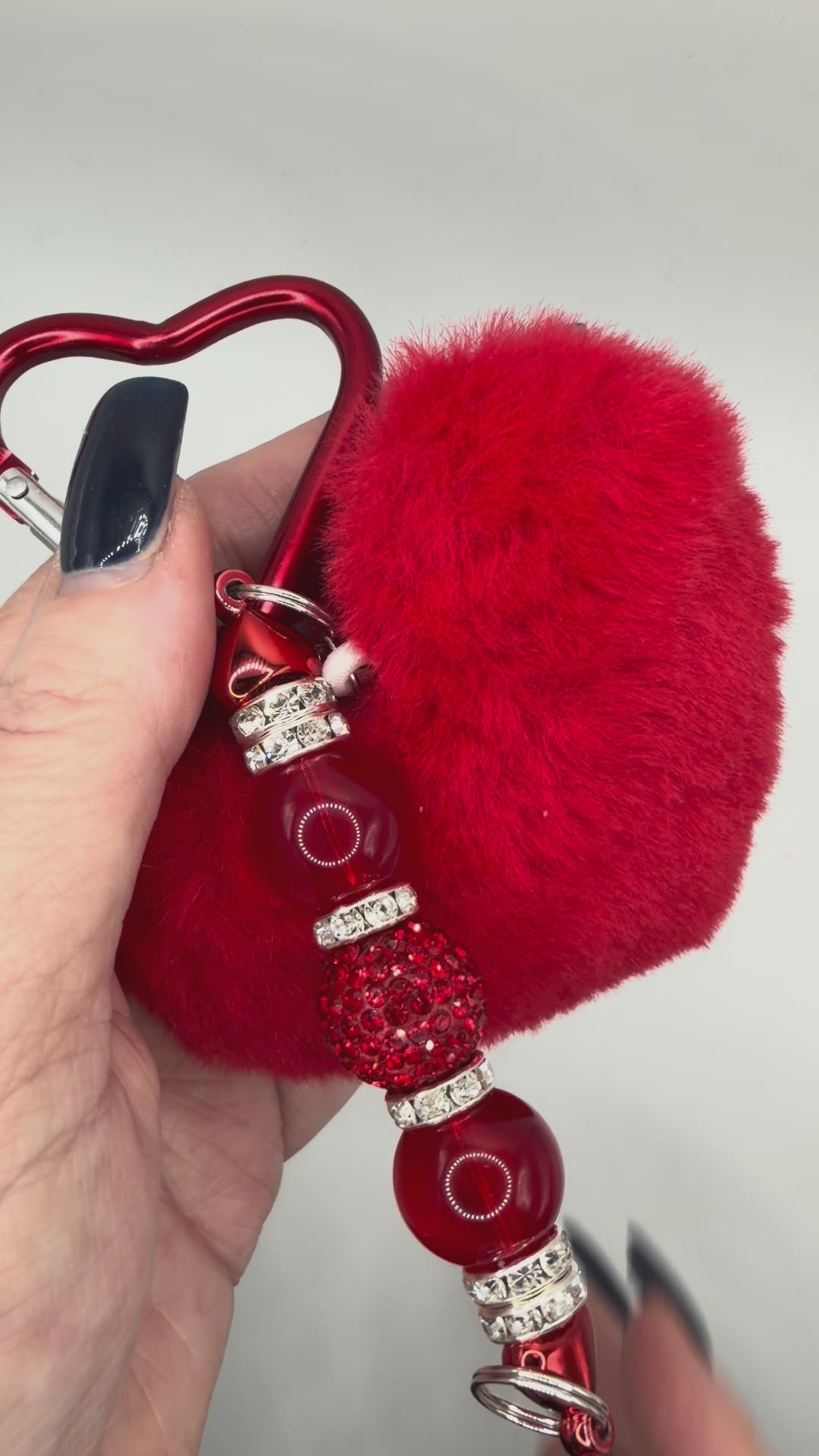 Red Heart Pom Pom Keychain | Valentine Bag Charm