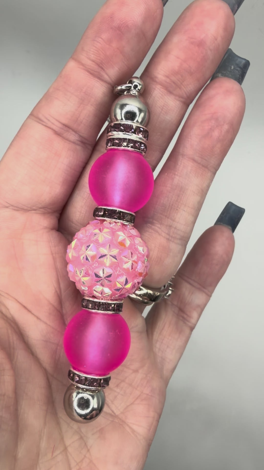 💕 Pink Glam Beaded Keychain