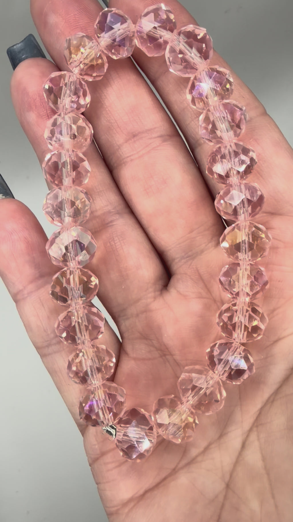 Pink Faceted Beaded Bracelet – Handmade Stretch Bracelet