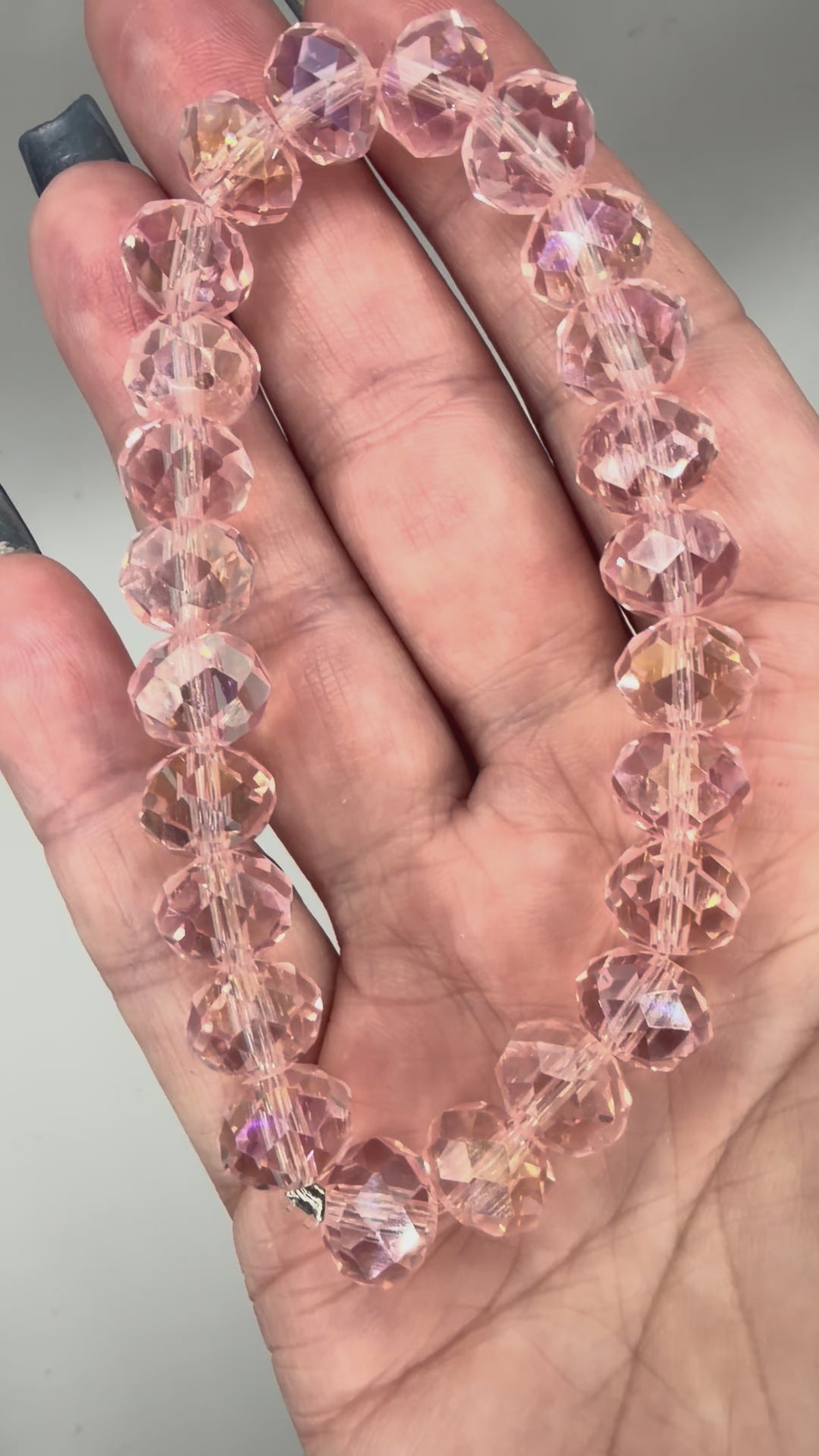 Pink Faceted Beaded Bracelet – Handmade Stretch Bracelet