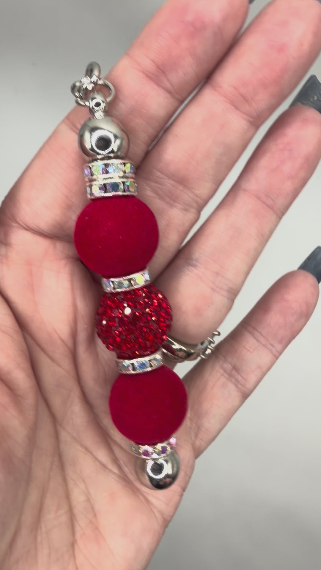 ❤️ Red Velvet Sparkle Beaded Keychain