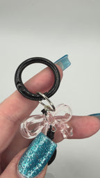 Black Crystal Heart Beaded Keychain | Chic Purse & Key Accessory
